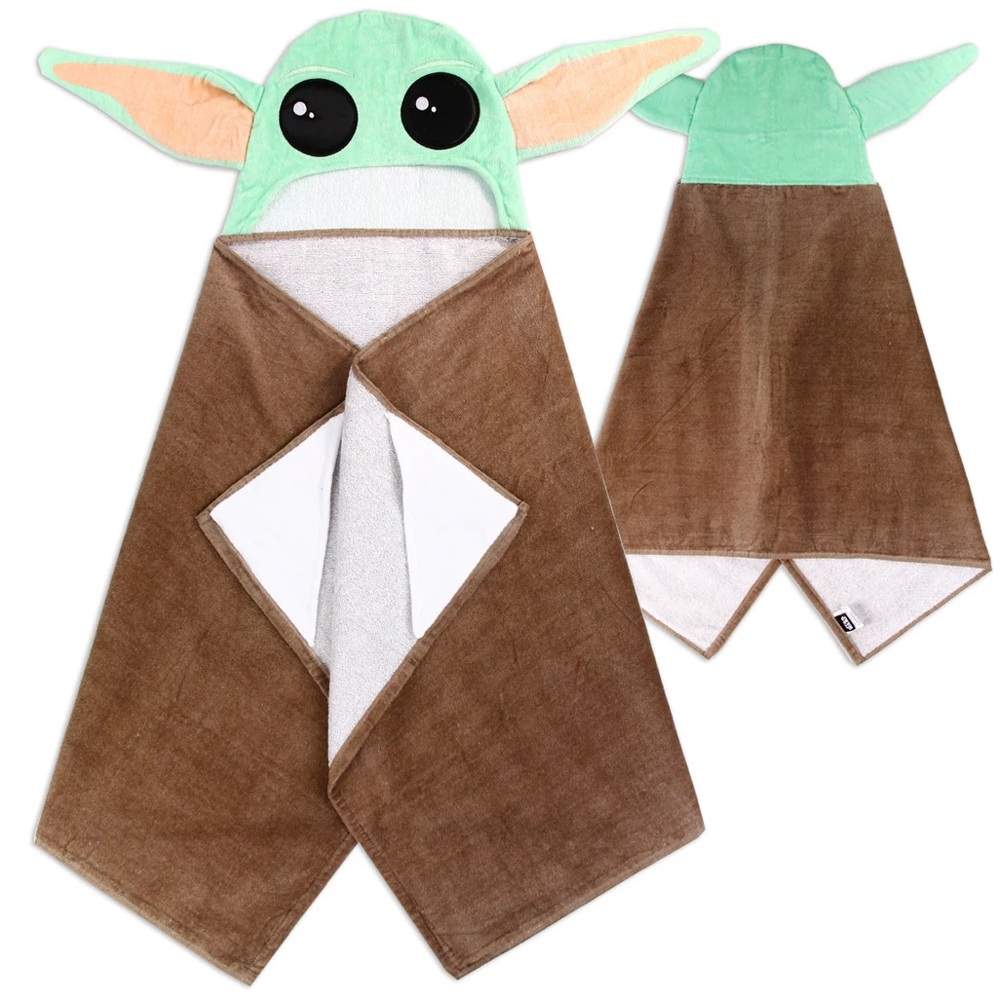 NWT Star Wars Mandalorian Baby Yoda 100% cotton Kids Hooded Towel Wrap 24"x50"